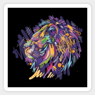 Lion digital colorful vector illustration in graffiti sketch style Sticker